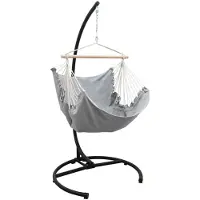 AMANKA Silla colgante HMG-39, color lila gris + estructura para silla colgante HSG-155, color