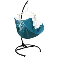 AMANKA Silla colgante HMG-39, color azul petróleo oscuro + estructura para silla colgante HSG-155, color