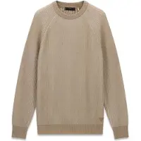 GUESS para hombre. M6BR19Z1368 Jersey raglán Niro con rayas vanisè beige (M), Casual, Poliamida, outlet 2026.
