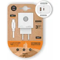Tech One Tech Gan Pd Tec2273 Cargador De Pared Usb-c Y Usb-c 65w