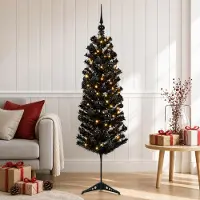 Syfax Árbol de Navidad artificial estrecho con bolas 120 cm 150 LED