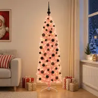 Syfax Árbol de Navidad artificial estrecho con bolas 240 cm 300 LED