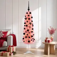 Syfax Árbol de Navidad artificial estrecho con bolas 150 cm 150 LED
