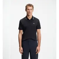BOSS para hombre. 50562481 Polo ribete marino (XS), Negro, Casual, Algodón, Clásico, Manga corta, outlet 2026.