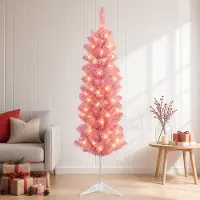 Syfax Árbol Navideño Artificial Delgado 120 cm 150 LED Blanco Cálido