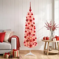 Syfax Árbol de Navidad artificial estrecho con bolas 150 cm 150 LED