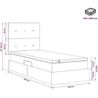 vidaXL Cama con almacenamiento y colchón, color azul, 100 x 200 cm, tapizada en tela