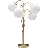 Mauro Ferretti Lámpara de pie de metal y vidrio, color blanco mate con detalles dorados, 53x74 cm, modelo Glamy