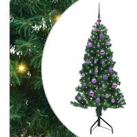 vidaXL Árbol de Navidad artificial rectangular, color verde, 150 cm, fabricado en PVC y metal