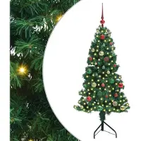 vidaXL Árbol de Navidad artificial rectangular, color verde, 150 cm, fabricado en PVC y metal