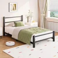 Merkloos Estructura de cama individual de metal, con somier de acero, dimensiones 90x190 cm, ideal para dormitorios