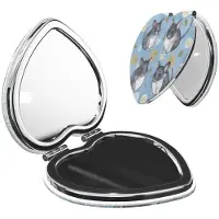 Merkloos Espejo de maquillaje plegable en forma de corazón con aumento