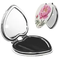 Merkloos Espejo de maquillaje plegable en forma de corazón con aumento
