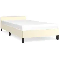 Merkloos Estructura de cama moderna con cabecero, en cuero sintético color crema, de 90 x 200 cm