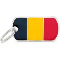 My Family Placa De Identificación Para Mascotas Con La Bandera De Bélgica