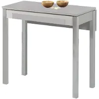 OEM Mesa de cocina extensible de 80x40 cm, color gris, con estructura de metal y superficie de vidrio
