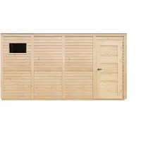 Timbela M327F2 Caseta Jardin Exterior Madera 8,16 m², Cobertizo jardin exterior para Bicicletas y Herramientas, Caseta de Almacenamiento con Paredes de 17 mm y puertas de panel de madera maciza