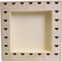 Merkloos Calendario de adviento de madera cuadrado - Para decorar - 39 x 39,5 cm - Beige