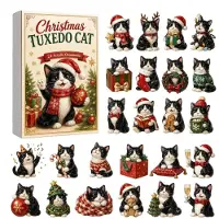 Merkloos Calendario de adviento en 2D con forma de árbol para gatos, ideal para la época navideña
