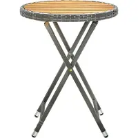 Merkloos Mesa plegable de resina trenzada para jardín