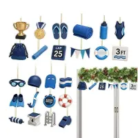 Merkloos Calendario de Adviento en 2D con temática de natación, hecho de acrílico