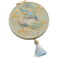 Merkloos Espejo de maquillaje plegable portátil, color azul