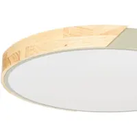 PRIOS Plafón LED Lynorri de , Ø 52 cm, verde, acabado en madera