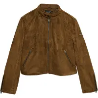 Superdry para mujer. W5012233A Chaqueta Moto de Cuero Sintético marrón (S), Casual, outlet 2026.