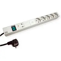 Bachmann Enchufe múltiple , modelo 1UH 5x UTE, con interruptor, protección contra sobretensiones y filtro