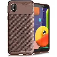 Lux-Case Funda Carbon Shield Samsung Galaxy A01 Core - Marrón