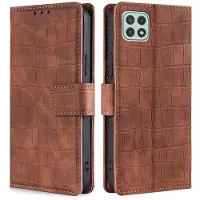 Lux-Case Funda de piel con textura de cocodrilo para Samsung Galaxy A22 5G - Marrón