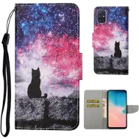 Lux-Case Funda abatible Wonderland Samsung Galaxy A51 - Gato Negro