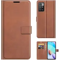 Lux-Case Funda de piel estilo cartera para Xiaomi Redmi 10 Prime / Redmi 10 - Marrón Claro