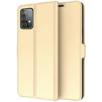 Lux-Case Funda lisa y fina de piel PU de primera calidad para Samsung Galaxy M32 5G / A32 5G - Oro