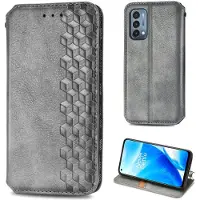 Lux-Case Funda de piel con una elegante impresión de rombos para OnePlus Nord N200 5G - Gris