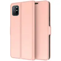 Lux-Case Funda lisa y fina de piel PU de primera calidad para OnePlus 8T - Oro Rosa