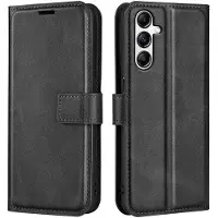 Lux-Case Funda de piel estilo cartera para Samsung Galaxy A34 5G - Negro