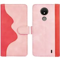 Lux-Case Funda abatible de piel bicolor para Nokia C21 - Rosa