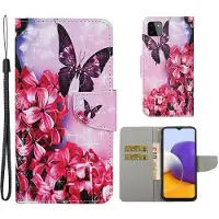 Lux-Case Funda abatible Wonderland Samsung Galaxy A22 5G - Flor Roja Y Mariposa