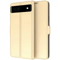 Lux-Case Funda lisa y fina de cuero PU premium para Google Pixel 6a - Oro