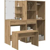 Syfax Juego de tocador con LED madera artesanal de roble