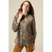 Oltre Floral Pattern Shirt Blue Talla: S | Manga Larga Outlet | Mujer | Azul