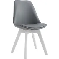 CLP Silla Manado, tapizada en cuero sintético, con cojín en el asiento y patas de madera. Color: gris. Color del marco: blanco
