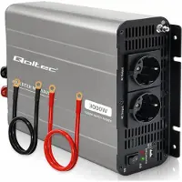 Qoltec Convertidor de voltaje MS Wave 1500/3000W, 12V a 230V, con USB, compatible con baterías LiFePO4, GEL y AGM