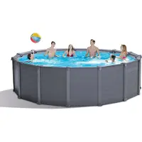 Intex 26384NP, Piscina de estructura, para niños y adultos, incluye escalera, color azul, detalles en gris