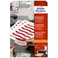 Avery Dennison Zweckform L4726-20 Tarjetas insertables para credenciales 40 x 75 mm, color blanco (240 credenciales)