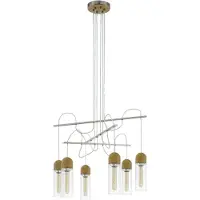 Eglo Lámpara colgante LED Zacharo 1, ideal para mesas de comedor, fabricada en acero con acabado níquel mate, madera y vidrio en color marrón y transparente. Portalámparas E27
