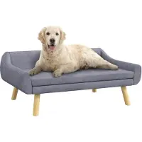 StarTech.com Sofá para perros - Cama para perros con respaldo - Patas de madera - Cojín - Fibra - Gris