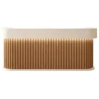 360Home Mostrador de recepción, barra, diseño con esquinas redondeadas, patrón de rayas verticales, salón, hotel, mostrador de tienda. Braun. 110 x 60 x 100 cm. 【Baise+yuanmuse110】