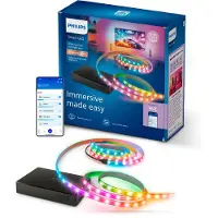 Philips Smart Lighting HDMI 2 Sync Box 8K, compatible con televisores de 55" a 65", kit de iluminación inteligente, Wi-Fi/Bluetooth, color negro, Wi-Fi 4 (802.11n), 802.11b, 802.11g, LED, plástico